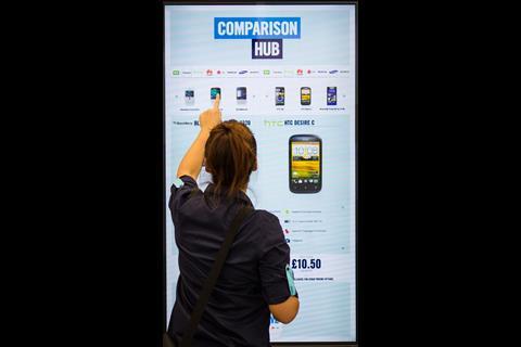 Carphone Warehouse customers can read up-to-date online customer reviews on interactive screens